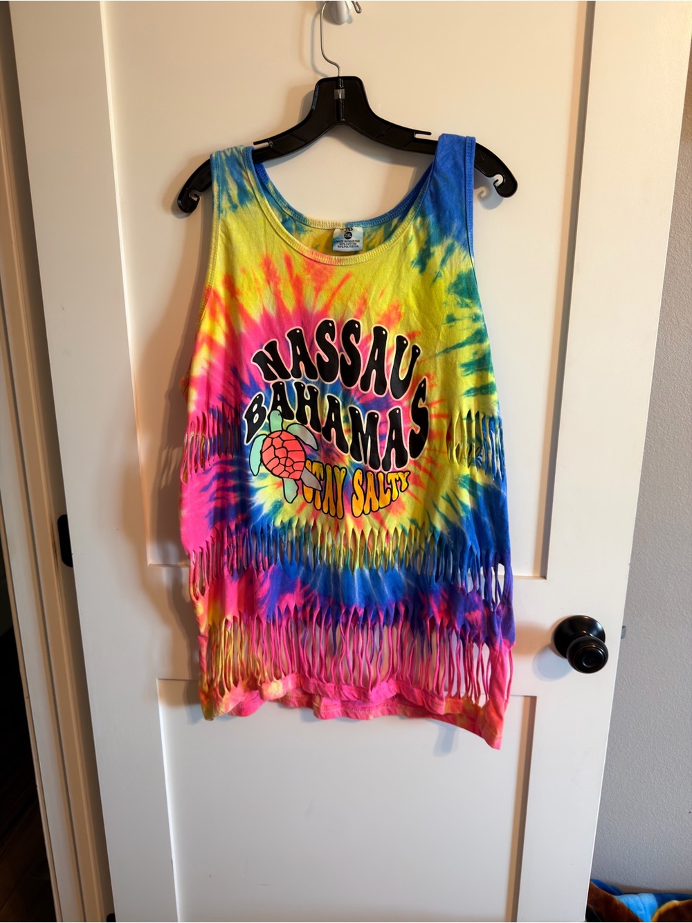 Womens Tie-Dye Fringe Tank Top - Multicolor Nassau Bahamas